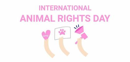 Animal rights day vector banner. International day of animal rights concept. Cute cat illustration