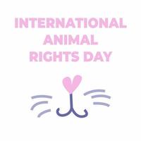 Animal rights day vector banner. International day of animal rights concept. Cute cat illustration