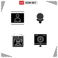 4 Icons Solid Style Grid Based Creative Glyph Symbols for Website Design Simple Solid Icon Signs Isolated on White Background 4 Icon Set vector