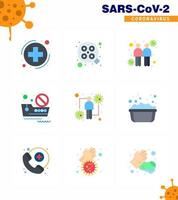 Novel Coronavirus 2019nCoV 9 Flat Color icon pack host travel coronavirus ship banned travel viral coronavirus 2019nov disease Vector Design Elements