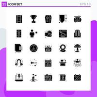 Pictogram Set of 25 Simple Solid Glyphs of board supermarket halloween shopping study Editable Vector Design Elements