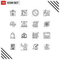 User Interface Pack of 16 Basic Outlines of it solutions databases ban computing spa Editable Vector Design Elements