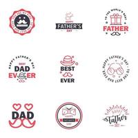 9 Black and Pink Happy Fathers Day Design Collection A set of twelve brown colored vintage style Fathers Day Designs on light background Editable Vector Design Elements