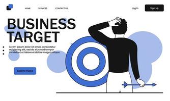 Business target and man holding arrow vector illustration concept. Success marketing goal and strategy finance growth. Successful leadership and objective direction. Targeting opportunity to leader