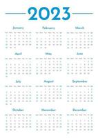 plantilla de calendario vertical de pared mensual 2023 en estilo minimalista moderno, concepto de portada, diseño de planificador de calendario mínimo 2023 para plantilla de impresión en azul vector