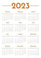Monthly wall vertical calendar 2023 template in trendy minimalist Style, cover concept, 2023 minimal calendar planner design for printing template in orange vector