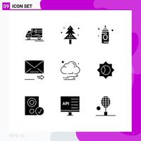 Stock Vector Icon Pack of 9 Line Signs and Symbols for night next tree navigation email Editable Vector Design Elements