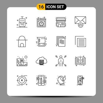 16 concepto de esquema para sitios web móviles y aplicaciones construcción de edificios islámicos comprar elementos de diseño de vectores editables en la nube de correo