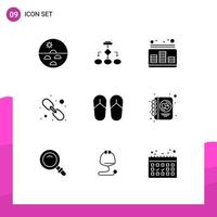 Solid Glyph Pack of 9 Universal Symbols of hyperlink music data architecture level audio Editable Vector Design Elements