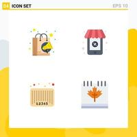 4 Creative Icons Modern Signs and Symbols of bag bar code shopping supermarket code Editable Vector Design Elements