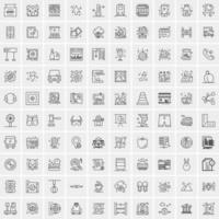 Pack of 100 Universal Line Icons for Mobile and Web vector