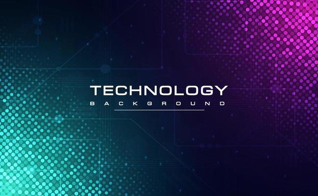 Digital technology blue green background, online cyber media algorithm, pink abstract wave futuristic circuit tech, innovation future, internet network connection, Ai big data, dot illustration vector