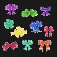 collection of gift bow stickers vector