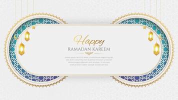 Ramadan Kareem Elegant White Luxury Ornamental Greeting Card Background with Arabic Pattern vector