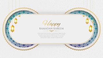 ramadan kareem elegante fondo de tarjeta de felicitación ornamental de lujo blanco con patrón árabe vector