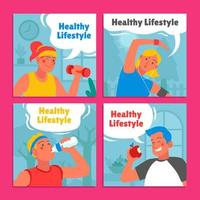 Girls and boys doing Daily Healthy Activities vector