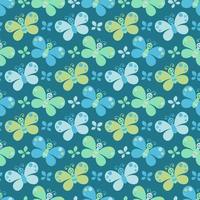 Seamless funny pattern with cartoon smile butterfly vector