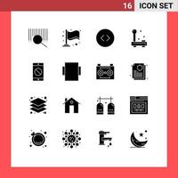 Pack of 16 creative Solid Glyphs of layout disabled mobile enlarge disabled application equipment Editable Vector Design Elements