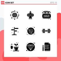 Collection of 9 Vector Icons in solid style Modern Glyph Symbols for Web and Mobile Solid Icon Sign Isolated on White Background 9 Icons Creative Black Icon vector background