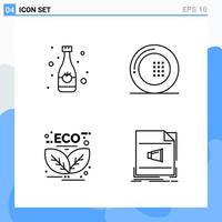 Modern 4 Line style icons Outline Symbols for general use Creative Line Icon Sign Isolated on White Background 4 Icons Pack Creative Black Icon vector background