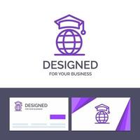 Creative Business Card and Logo template Globe Internet Online Graduation Vector Illustration