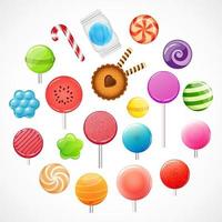 colección de dulces, conjunto vectorial de dulces, dragee, lollipop vector