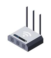 3d router icon, modem, internet sharing device. Digital technology to connect, wifi. Equipment for home and office for wireless communication. Vector illustration in isometric style, isolated object