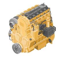 motor diesel motor isométrico para industria y equipo de construcción vector amarillo en blanco aislado