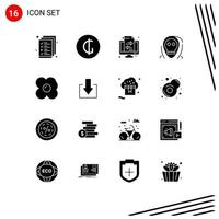 16 Thematic Vector Solid Glyphs and Editable Symbols of egg halloween banking evil dead Editable Vector Design Elements