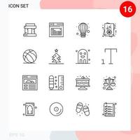 16 User Interface Outline Pack of modern Signs and Symbols of american football air valentine card Editable Vector Design Elements