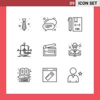 Set of 9 Modern UI Icons Symbols Signs for plan foretelling code business development Editable Vector Design Elements