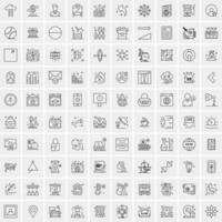 Pack of 100 Universal Line Icons for Mobile and Web vector