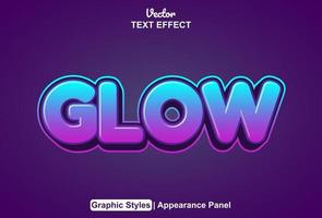 glow text effect with graphic style and editable. vector