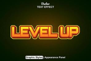 level up text effect with graphic style and editable. vector