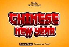 happy chinese new year text effect with graphic style and editable. vector