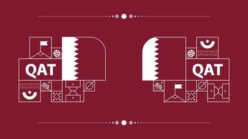 bandera de qatar para el torneo de copa de fútbol 22. bandera del equipo nacional aislada con elementos geométricos para 22 ilustraciones de vectores de fútbol o fútbol