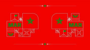 morocco flag for 2022 football cup tournament. isolated National team flag with geometric elements for 2022 soccer or football Vector illustration