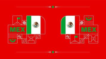 mexico flag for 2022 football cup tournament. isolated National team flag with geometric elements for 2022 soccer or football Vector illustration