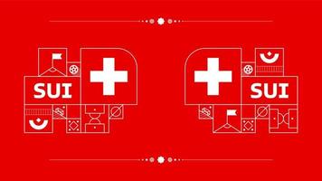 switzerland flag for 2022 football cup tournament. isolated National team flag with geometric elements for 2022 soccer or football Vector illustration