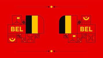 bandera de bélgica para el torneo de copa de fútbol 2022. bandera del equipo nacional aislada con elementos geométricos para la ilustración de vector de fútbol o fútbol 2022