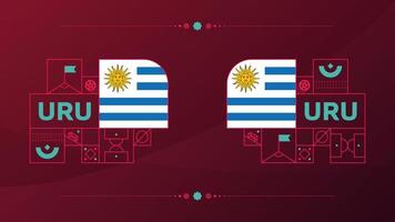 bandera de uruguay para el torneo de copa de fútbol 2022. bandera del equipo nacional aislada con elementos geométricos para la ilustración de vector de fútbol o fútbol 2022