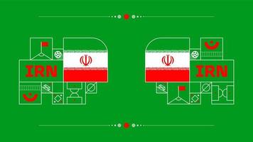 bandera de Irán para el torneo de la copa de fútbol de 2022. bandera del equipo nacional aislada con elementos geométricos para la ilustración de vector de fútbol o fútbol 2022