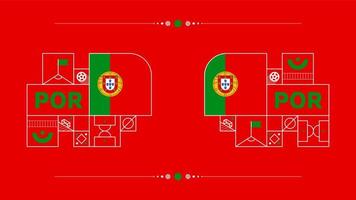 bandera de portugal para el torneo de copa de fútbol 2022. bandera del equipo nacional aislada con elementos geométricos para la ilustración de vector de fútbol o fútbol 2022