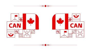 bandera de canadá para el torneo de copa de fútbol 2022. bandera del equipo nacional aislada con elementos geométricos para la ilustración de vector de fútbol o fútbol 2022