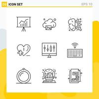 Collection of 9 Universal Line Icons Icon Set for Web and Mobile vector