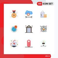 Set of 9 Modern UI Icons Symbols Signs for point global cloud sync settings business shop Editable Vector Design Elements