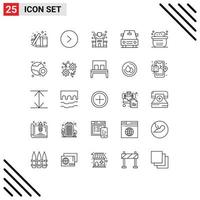 Universal Icon Symbols Group of 25 Modern Lines of world bubbles home bath vehicles Editable Vector Design Elements