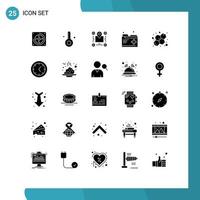 Pack of 25 Modern Solid Glyphs Signs and Symbols for Web Print Media such as atom medical location health pointer Editable Vector Design Elements