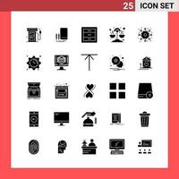 25 Icon Pack Solid Style Glyph Symbols on White Background Simple Signs for general designing vector