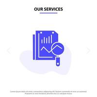 Our Services File Static Search Computing Solid Glyph Icon Web card Template vector